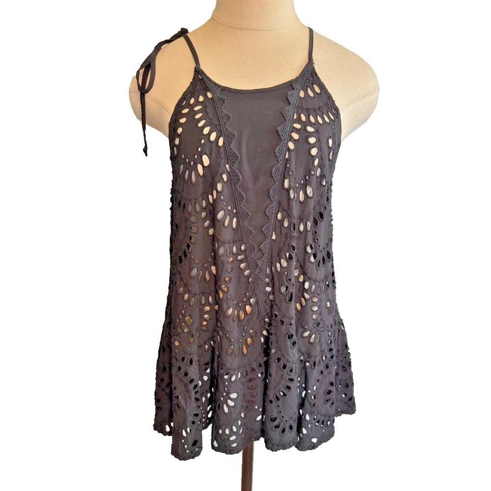Intimately Free People Top Black Eyelet‎ Tank S Racerback Beach Cover-up